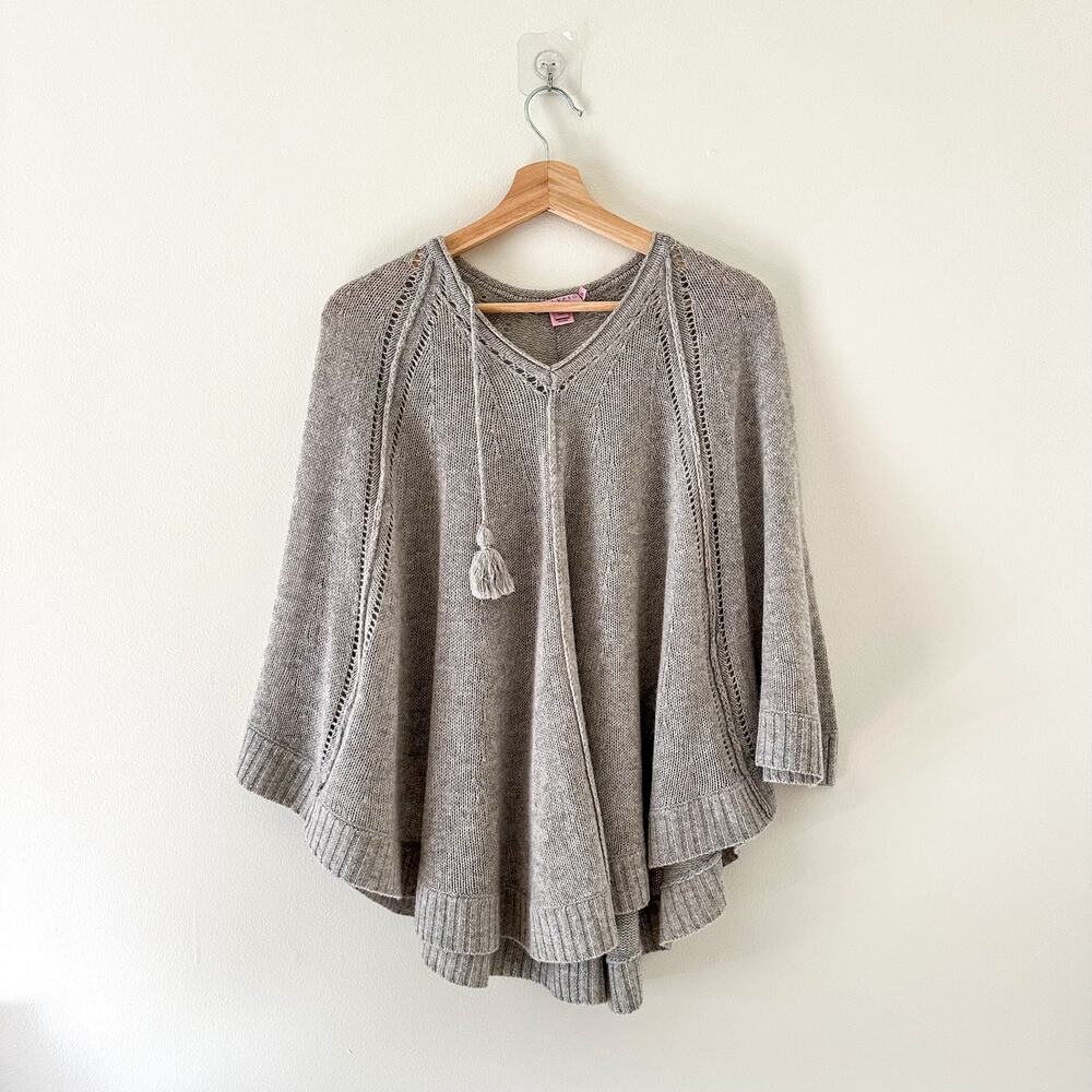 Calypso St. Barth Cashmere V-Neck Asymmetric Hem Poncho Sweater XS